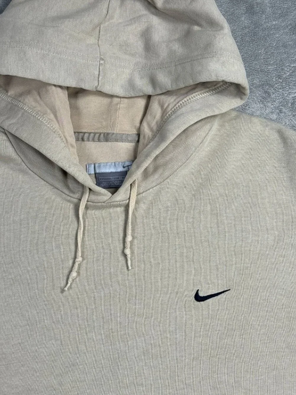 Vintage Y2K Nike Tan Hoodie XL Baggy Sweatshirt Embroidered Swoosh Streetwear